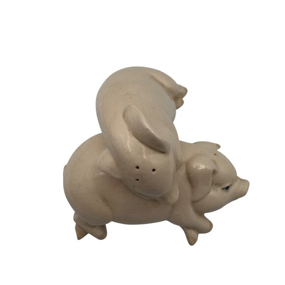 Vintage Ceramic  Stackable Pig Salt & Pepper Shakers Set - Picture 2 of 6